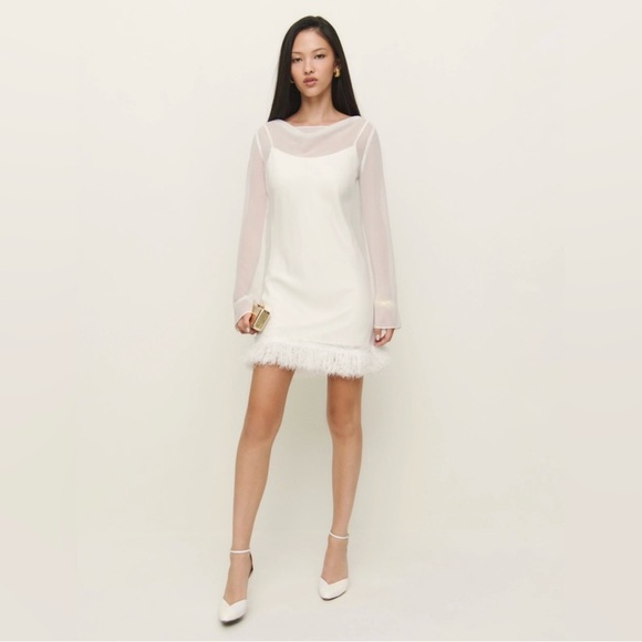 Reformation Tetty Dress Ivory - Size 12 - Picture 2 of 6